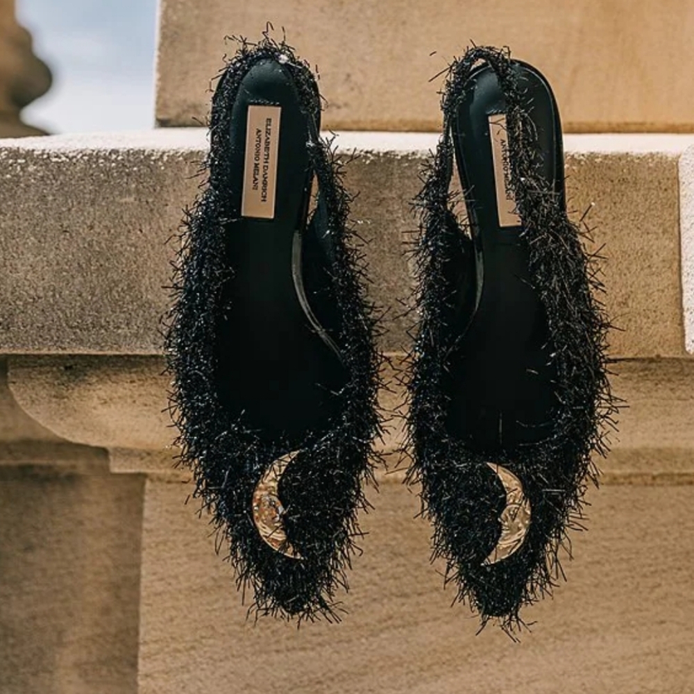 New Antonio Melani x Elizabeth Damrich Moon Boucle Slingback Pumps - Picture 2 of 8